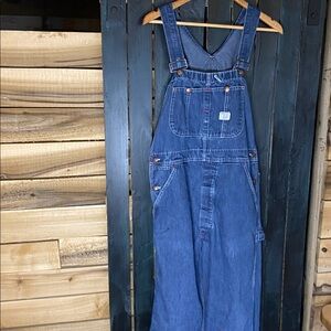 Vintage Big Mac Blue Denim carpenter Overalls 34x32 Union made USA distressed